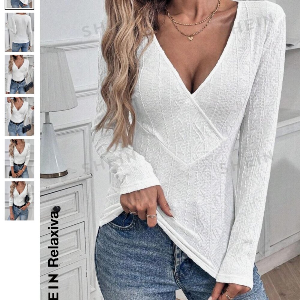 Women's V Neck Long Sleeve
